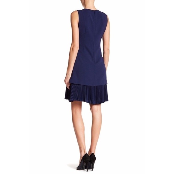 Theory Malkan Pleated Skirt Navy Crepe Dress - Picture 3 of 11